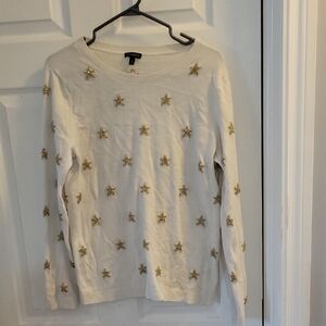 Talbots Ivory Sweater with Metallic Star Accents